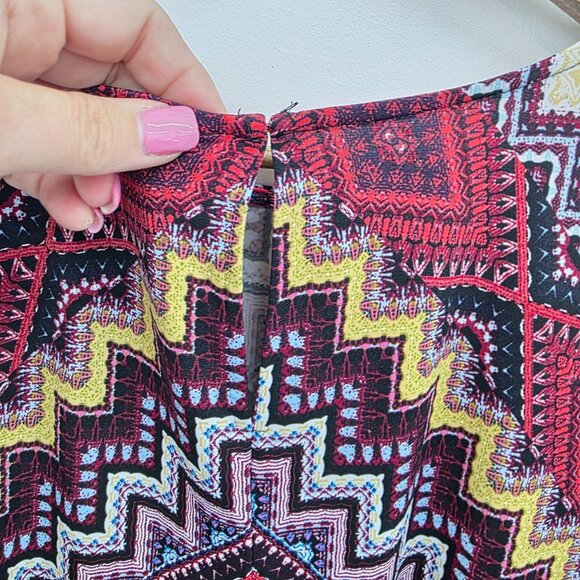 Jones Studio Sleeveless Aztec Swing Dress Womens Plus Size 2X Multicolor Chevron - Picture 7 of 11